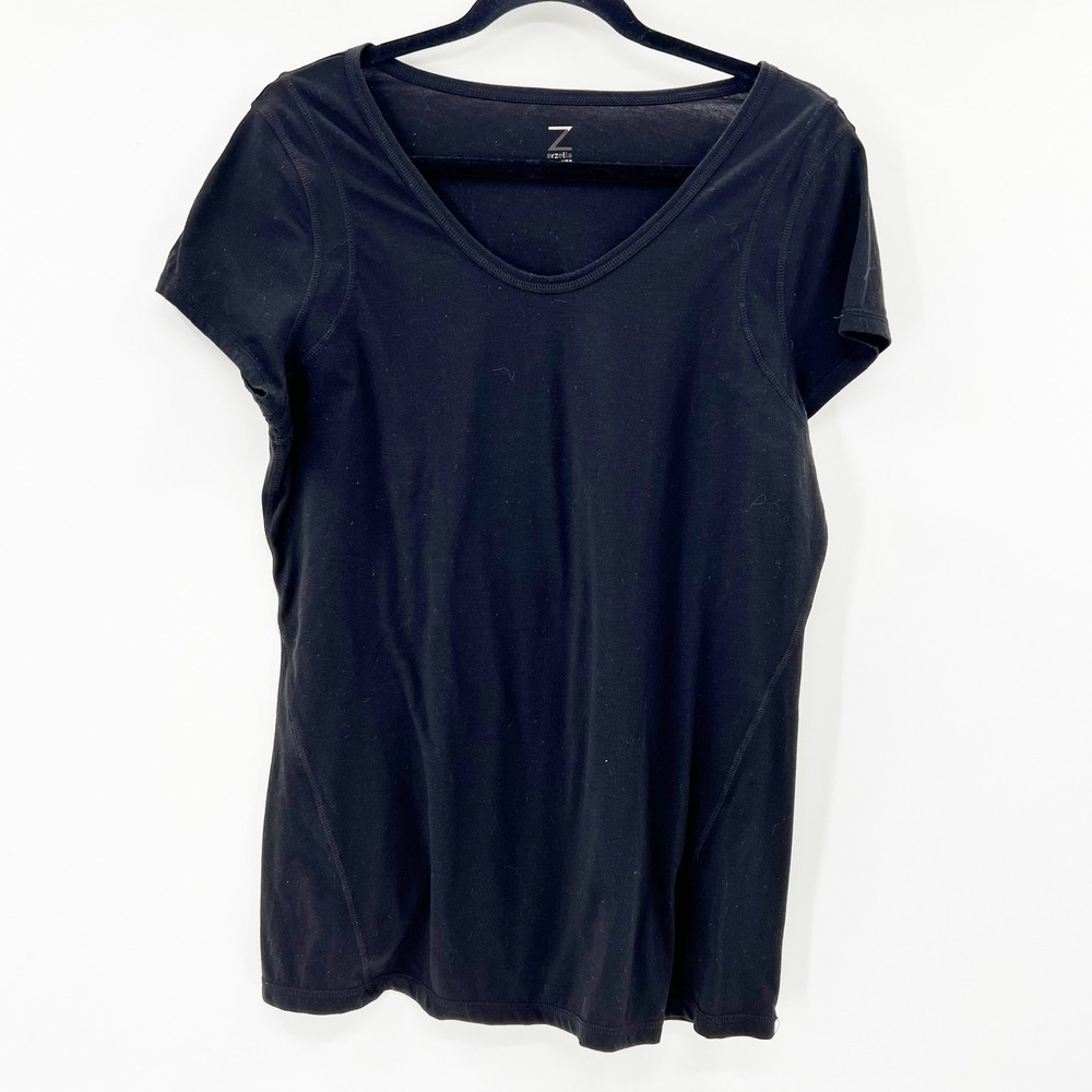 Z by Zella Activewear Top Womens XL Black Good V-Neck Short Sleeve Stretch Tee